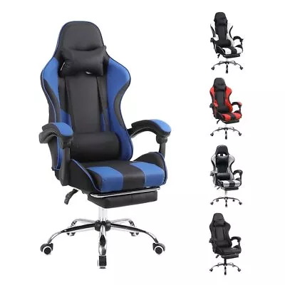 Heavy Duty Gaming Chair Swivel Recliner Racing PC Game Chair With Footrest NEW • £53.99