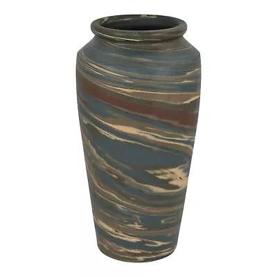 Niloak Mission Swirl 1910-24 Vintage Hand Made Art Pottery Blue 8  Vase • $287.95