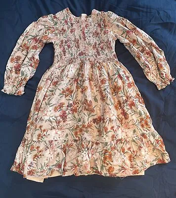 Laura Ashley Girls Age 5 (110cm) Nude Pink Floral Lined Dress • £3.99