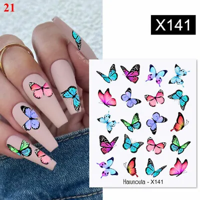 Nail Art Water Transfer Sticker Flower Butterfly Decals French Leaves Manicure  • $0.81