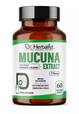 Dr. Herbalist Mucuna Extract 350mg 60 Capsules Fasting Absorbing | Vegan • $13.48