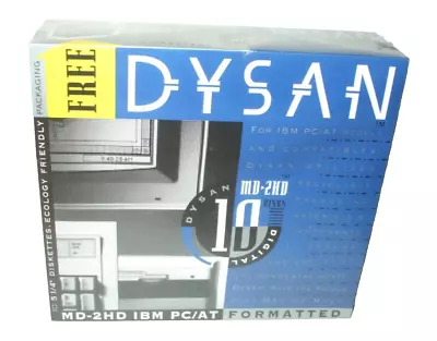 Dysan 5.25  Floppy Diskettes Md-2hd Ibm Pc/at Formatted  Qty. 10 - New Sealed • $10