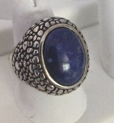 Whitney Kelly Sterling Silver Blue Lapis Pebbled Dome Size 7 Ring Statement 13gr • $17.99