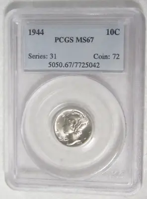 1944 P Mercury Dime - PCGS MS 67 - Actual Coin In Photos  (5042)  Guide $110 • $87.95