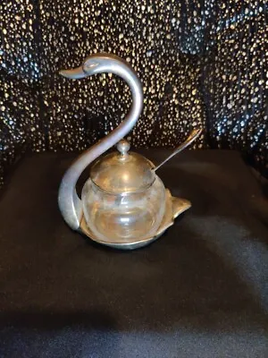 Vintage Silver Plate Swan Sugar Jar • $10