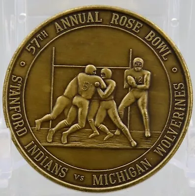 1972 57th Annual Rose Bowl Parade Stanford Michigan Token Medal Bronze • $10