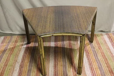 RARE Large Vintage McGUIRE San Francisco Bamboo Rattan PIE PIECE Corner Table • $1299.99