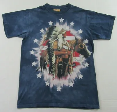 The Mountain Native American Indian Chief Horse Flag Tie Dye T Shirt Size M • $22.99