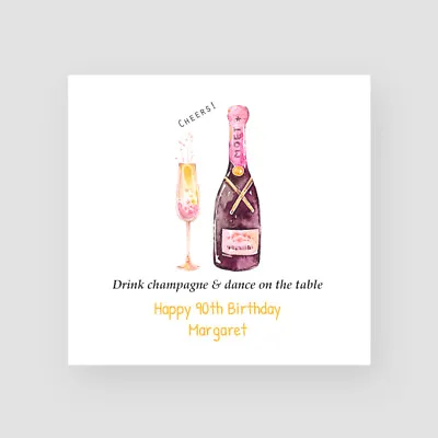 Personalised Handmade 90th Birthday Card For Her Nan Mum Grandma Champagne • £3.85