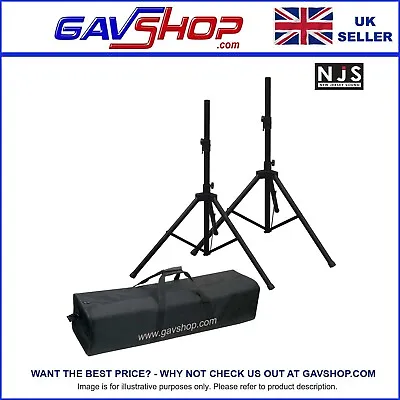 NJS 35mm HQ Tripod Speaker Stand 1000-1850mm Adjustable Aluminium PA Kit & Case • £46.95