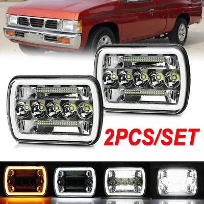 $42.18 • Buy Pair 5x7 7x6 Inch LED Headlights Hi-Lo Beam DRL For Nissan Pickup Hardbody D21