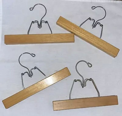 Lot Of 4 Vintage 10  Wooden Clamp-Style Pants / Skirt Hangers -- Nice! • $10