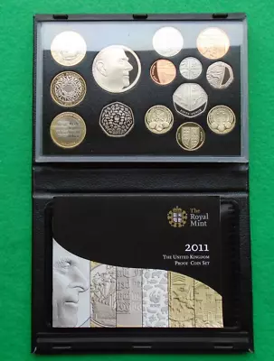 Royal Mint 2011 UK Proof Coin Set - Deluxe Black Leather Case + COA Info Booklet • £119.99