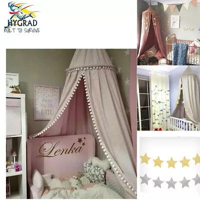 Kids Baby Bed Canopy Bedcover Mosquito Net Curtain Bedding Dome Tent Cotton • £21.99