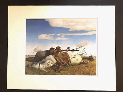 N. C. Wyeth  Fight On The Plains  11 X 14 Matted Art Print-1916 • $22.49