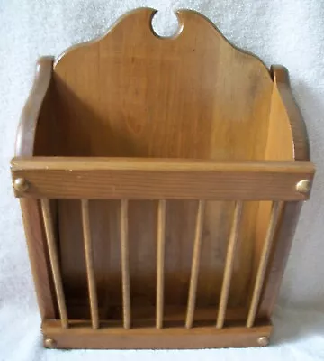 Vintage Wood Mail Holder Wall Pocket Organizer Letter Farmhouse Rustic Hanging • $38