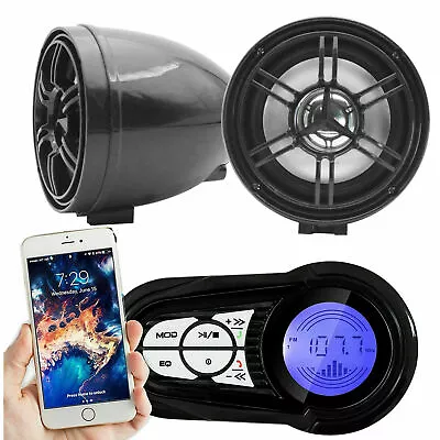 Waterproof Bluetooth Motorcycle Audio Amplifier Stereo Speaker System MP3 USB/SD • $42.99