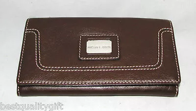 New Michael Kors Brookville Mocha Brown Leather Carry All Walletclutch • $114.74