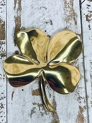 VTG 24K Gold Plate  Four Leaf Clover Shamrock Paperweight Hope Faith Luck Gift • $22.94