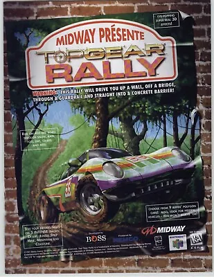 Top Gear Rally Nintendo N64 Racing Video Game Art 1997 Vintage Print Ad Poster  • $14.99