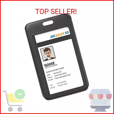 2 Pack Hard Plastic ID Badge Holder Vertical Card Holder For Work Key Cards Hea • $8.93