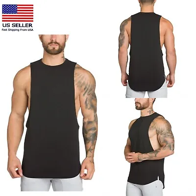 Men Gym Muscle Singlets Workout Tank TopBodybuilding Fitness Sleeveless T-shirt • $13.49