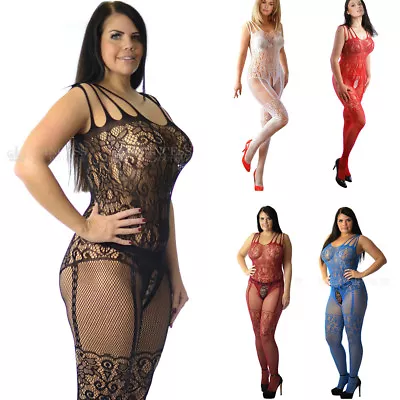 Plus+ UK 6-26 Fishnet Bodystocking Lingerie Catsuit Body Stocking Lot Clubwear • £8.95