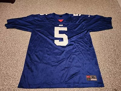 Vintage Y2K Nike Men's NFL New York Giants Kerry Collins #5 Blue Football Jersey • $39.99