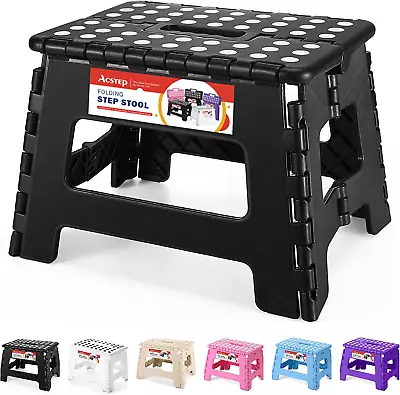 Folding Step Stool 9'' Tall Kids Step Stool Holds Up To 300 Lb Plastic Foldable  • $15.92