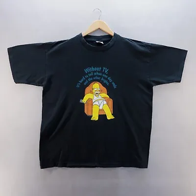 The Simpsons Shirt XL Black Homer Without TV Short Sleeve Cotton Mens • £8.12