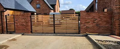 Oak Clad Double Driveway Gates Metal Framed  • £2999