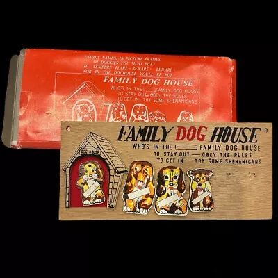 Vintage Family Dog House Plaque Vintage Wooden Wall Hanger Novelty Humor • $45