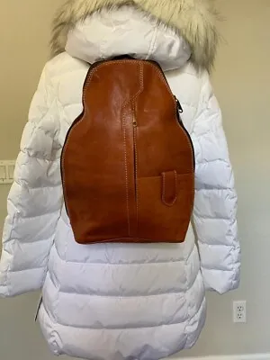 Moroccan Leather Backpack Handmade Unisex Backpack Boho Leather Backpack Brown • $70