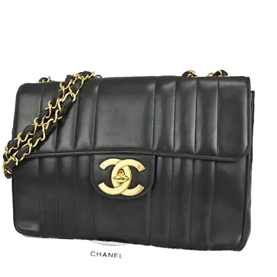 CHANEL CC Logo Mademoiselle 30 Chain Shoulder Bag Leather Black GHW 760RF087 • $3582