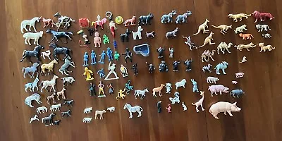 Vintage Lot Plastic Toy Figures & Animals Sports Farm Cowboy MPC Dollhouse Horse • $9.99