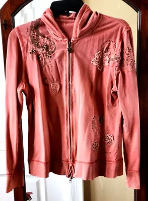 VERTIGO Embroidered Studded Hoodie & Pants Set Coral Hoodie Sz. M • $58