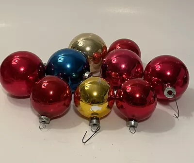 Vintage Shiny Bright Mercury Glass Ball Christmas Tree Ornaments USA Lot Of 9 • $16