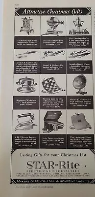 1927 Star- Rite Toaster Hair Dryer Curling Iron Waffle Iron Vintage Appliance Ad • $9.99