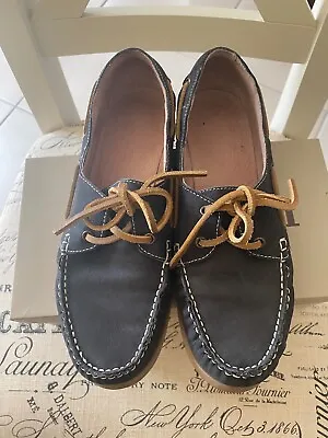 Fatface Navy Genuine Leather Deck Boat Shoes • £24