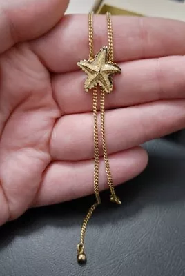 Vintage Avon Stationary Starfish Gold Tone Chain Lariat Necklace 26” Bolo Beach • $10
