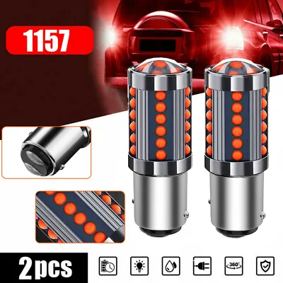 2x 1157 LED Strobe Flash Red Bright Brake Tail Stop Light Parking Bulb Accessory • $11.89