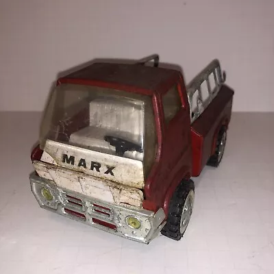 Vintage 1960's Marx Red Pressed Steel Fire Truck 7  Long Made In Japan • $45