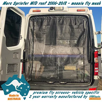 Rear Doors FLYSCREEN Mesh RV Mercedes Sprinter 2006  -2018 AMBO MID Roof Camper • $244.65