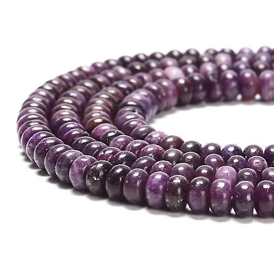 $10.99 • Buy Dark Lepidolite Smooth Rondelle Beads Size 2.5x4mm 4x6mm 5x8mm 15.5'' Strand