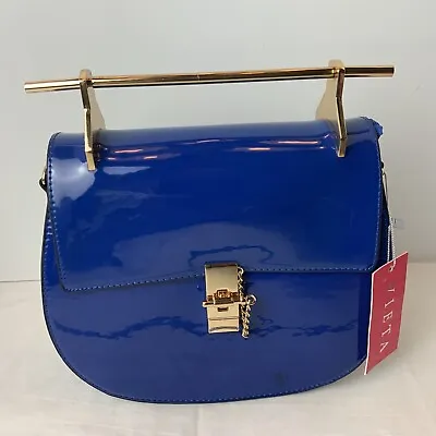 Vieta Cobalt Blue Vinyl Handbag Crossbody Chain Strap NWT • $39.99