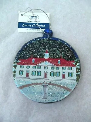 Mount Vernon Snowy Mansion Glass Christmas Ornament!  FLAT!  NWT!  2008 • $24.98