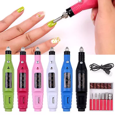 Electric Nail File Drill Portable Professional Manicure Pedicure Machine Set Kit • £6.95