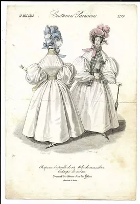 Journal Des Dames   Regency Fashion Plate    Costume Parisien  1834   Plate 3179 • £9.99