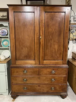 English Country House Georgian Mahogany Linen Press Larder Cupboard Wardrobe • £1435