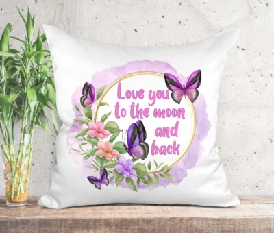 $21.15 • Buy Butterfly Cushion Cover Throw Pillow Satin - Love You To The Moon And Back